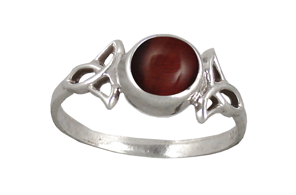 Sterling Silver Celtic Knotwork Ring With Red Tiger Eye Size 10